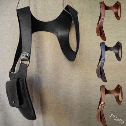 Medieval Cosplay Costume Gothic Punk PU Shoulder Guard Accessory Metal Retro Shoulder Armors Strap Set Arm Protector & Belt Bag