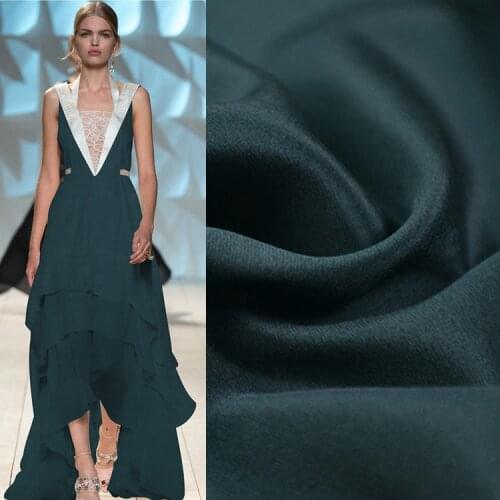 Deep lake blue stretch heavier crepe fabric thick 135cm width good drapability,SCDC1294