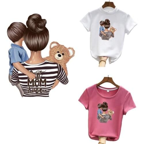 Mom&Boy Thermal Sticker On T-shirt DIY Washable Iron On Transfer For Clothing Lovely Design On Clothes Applique Patch Decoration