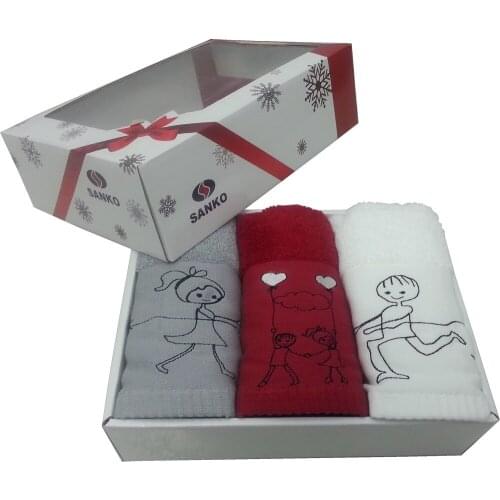 Turkish Luxury Towel Gift Set for Lovers Eco-Friendly Soft,Thick & Fast Absorbent Embroidered Pattern Quick Dry 100% Cotton 3pcs