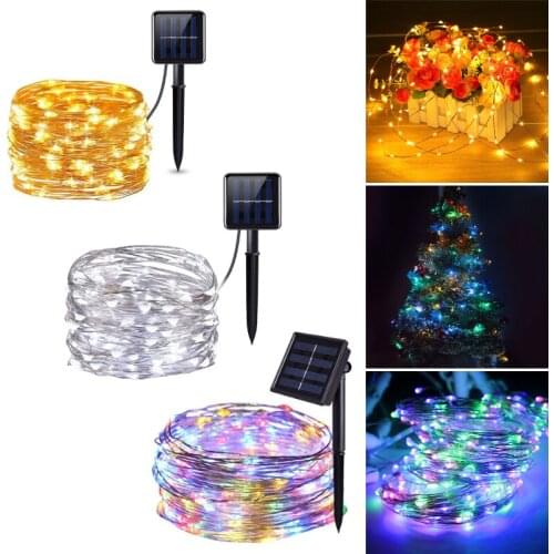 Outdoor Starry Fairy Solar String LightWaterproof Solar Powered Fairy Lights Solar Copper Wire Garland Lights for Xmas Patio