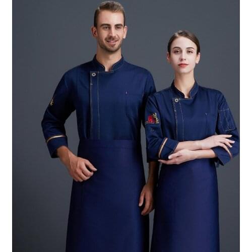 Spring Autumn Hotel Kitchen Working Clothes Long Sleeves Chef Jackets Food Service Restaurant Unifrom Breathable Cooking Tooling