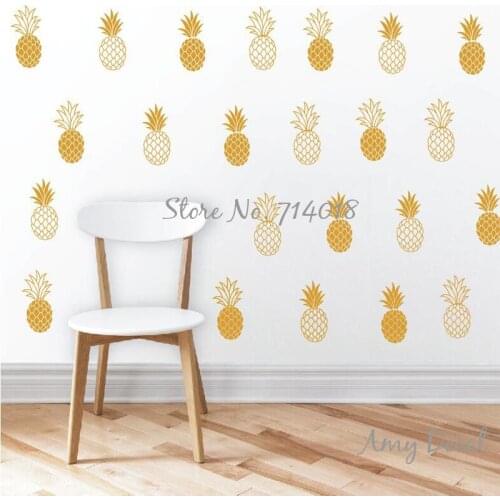 Gold Pineapple Wall Decals Vinyl Stickers Unique Golden Pineapple Wall Stickers For Kids Room Baby Nursery Decor Murals A807