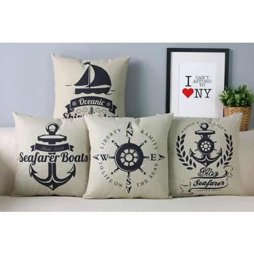 Anchor pillow cover, Navigation mark cartoon Rudder Anchor Compass throw pillow case pillowcase wholesale
