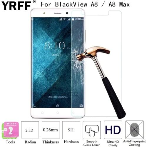 2PCS 2.5D 9H 0.26mm HD Tempered Glass Protective Explosion-proof Screen Protector Film For Blackview A8 A8 Max Free Tools