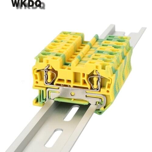 10Pcs ST4-PE ST 4-PE Spring-cage Ground Protective Earth Return Pull Type Wire Electrical Connector Din Rail Terminal Block