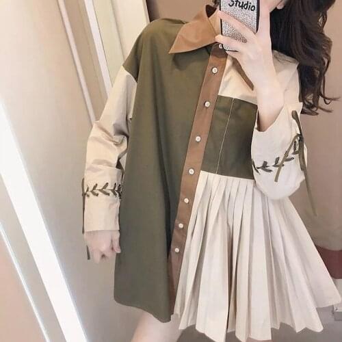 Color-matching Long-sleeved Shirt Women 2021 Spring Fashion Female Design Sense Popular Blouse Ladies New Retro blusas mujer