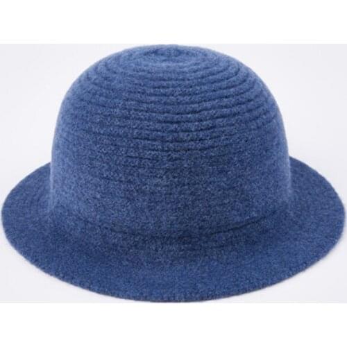 Bucket Hat Women Winter Wool Knit Autumn Warm Solid Color Accessory For Teenagers Outdoors