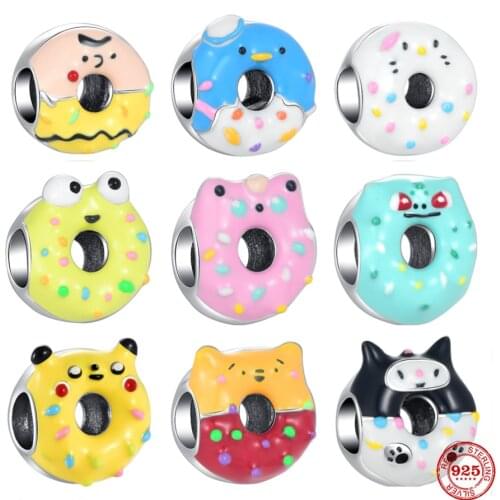 Summer New Donut Animals Totoro Frog Fit 925 Silver Pandora Original Bracelet Charm Bead For Women DIY Jewelry
