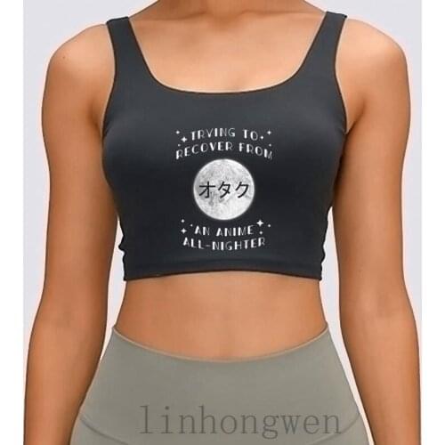 Anime All Nighter Anime Manga Cosplay Otaku Women Tank Top Customized Funny Casual Letter Size S-XL Basic Solid Crop Top