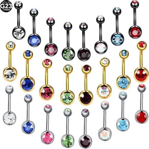 1PC G23 Titanium Navel Piercings Black Belly Piercings 14G Belly Button Rings Piercing Ombligo Nombril Navel Rings Body Jewelry