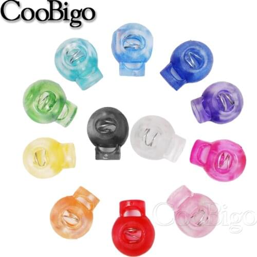 12pcs Plastic Cord Lock Spring Toggle Clip Stopper for Bag Garment Shoelace Drawstring Accessory Transparent Clear Colorful