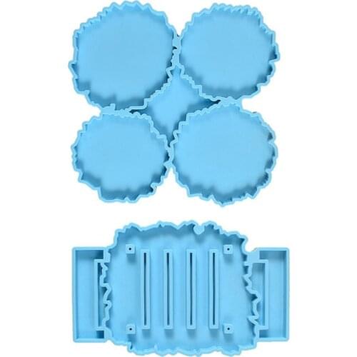 2Pcs/Set Coaster Mold Four-grid DIY Irregular Shape Epoxy Resin Coaster Stand Mould for Home