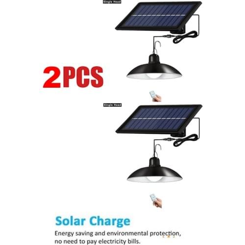 2pcs remote 30 led 2 head Retro Lampshade Outdoor Indoor Solar Pendant Light Solar Powered Hanging Shed Lights Waterproof Decora