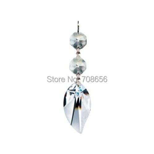 20pc Diamond Hanging Crystal Garland Wedding Strand with Leaf Pendant Accent made with Magnificent Crystal