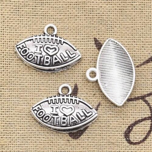 20pcs Charms I Love Football 21x15mm Antique Silver Color Plated Pendants Making DIY Handmade Tibetan Silver Color Jewelry