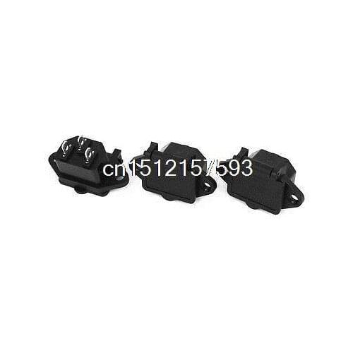 AC 250V 10A 3-Pin IEC320 C14 Inlet Plug Power Socket Black 3pcs w Cover