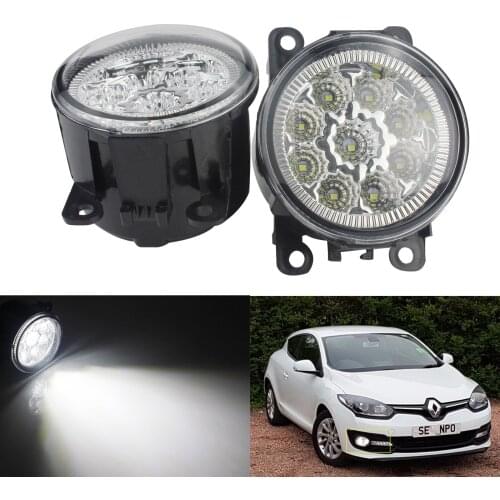 ANGRONG 2Pcs 9 LED Round Front Fog Light DRL For Ford C-MAX Fiesta Focus Transit MK7 MK8