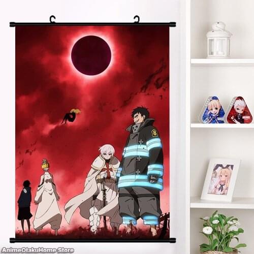 Anime Enn Enn No Shouboutai Fire Force Shinra Kusakabe Wall Scroll Mural Poster Wall Hanging Poster Otaku Home Decor Collection