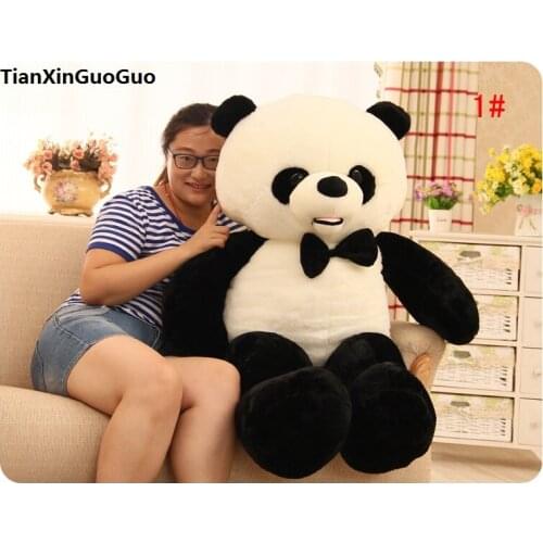 Large 120cm lovely bowtie panda plush toy soft doll hugging pillow birthday gift b2741