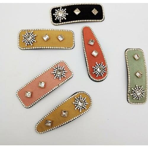 Diamond-studded candy-colored hair clip fashion hair accessories women rhinestone drop-shaped rectangular BB clip wild hairpins