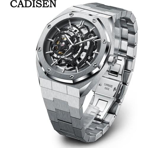 CADISEN New Men Watches Automatic Mechanical NH70A Movement Hollow out Skeleton Design 100M Waterproof Brand Luxury Watch Men