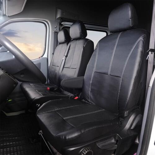 Cool Black Leather 2+1 Car Seat Covers Transit Custom Tailored Heavy Duty Waterproof Van Seat Covers - 2013,For VW Transporter
