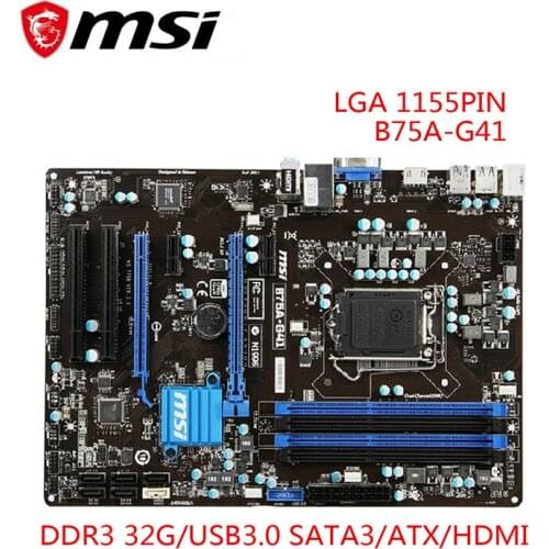 For MSI B75A-G41 Computer Motherboard LGA 1155 For Intel B75 B75M Desktop Mainboard USB3.0 SATA II PCI-E X16 Used