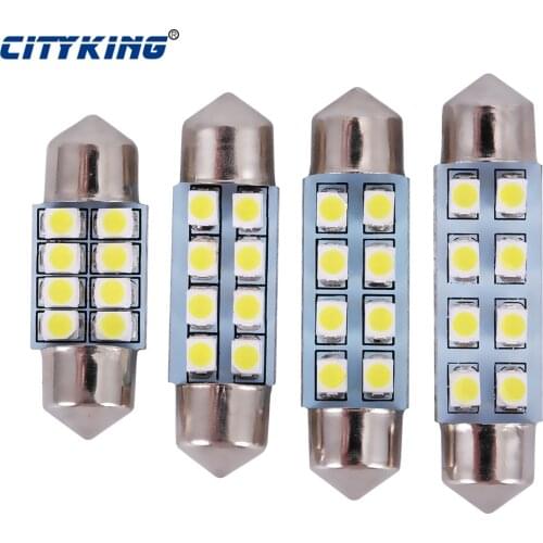 500pcs Festoon led 8SMD 31mm/36mm /39mm / 42mm LED 1210 3528 Car Auto Interior dome light 8LED SMD Light White led Dome Lamp