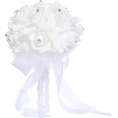 Bride Simulation PE Foam Rose Bouquet Romantic Hand Holding Flower Wedding Supplies