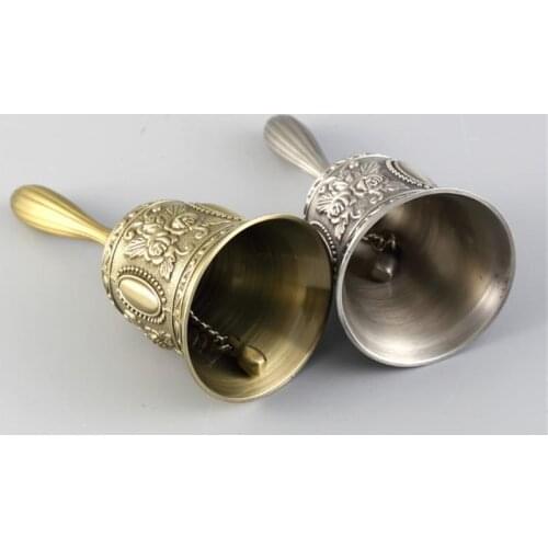 Hand Call Bell Gold Silver Bells For Craft Wedding Decoration Alarm School Church Classroom Bar Hotel Multi-Purpose Vintage Bell