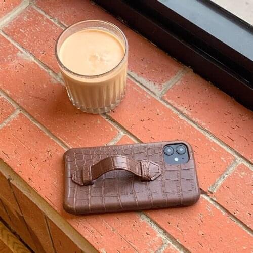 Crocodile Texture Leather Phone Case For iPhone 12 11 Pro Max Wristban Cover For iPhone XS MAX XR X 7 8 Plus Bracket Funda Coque