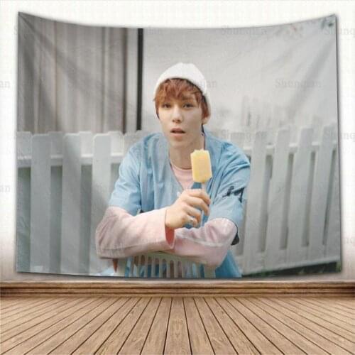 KPOP Seventeen VERNON WONWOO WOOZI Tapestry Colorful Psychedelic Decorative Carpet For Living Room Tapestries Accessories 0512