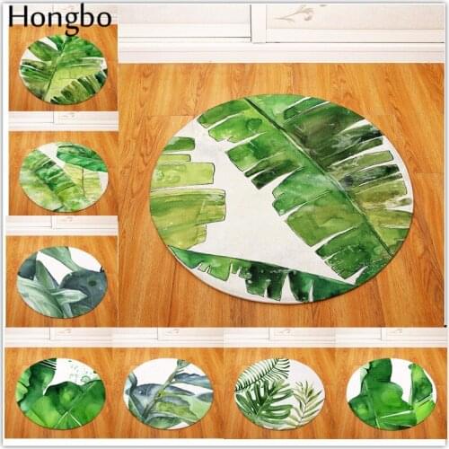 Hongbo Banana Leaves Print Custom Round Doormat Non-slip Rug Pad Carpet Kids Room Home Decor Floor Mat Water Absorption Mat