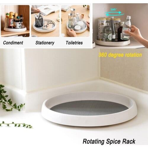 360° Rotating Storage Tray Non-Slip Home Cosmetics Organizer For Kitchen 25cm Condiment Round Convenient Rotating Spice Rack