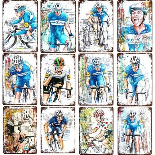 Bicycle Player Metal Tin Sign Retro Quick Step Cycling Trip France Metal Plate Tin Signs House Garage Wall Art Decorative Plate