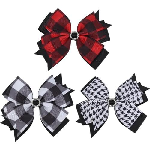 Oaoleer Cute Plaid Hiar Bows With Clip Linen Fabric Hair Clips For Girls Children Hairgrips Handmade Hair Accessories