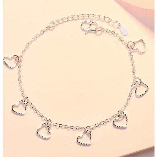 Fashion Simple Heart-shaped Bracelet Single Layer Peach Blossom Mini Heart-shaped Anklet Romantic Love Womens Jewelry