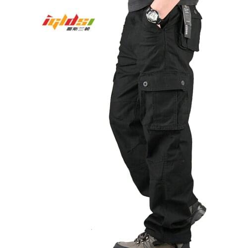 Mens Cotton Military Cargo Pants 6 Pockets Casual Work Combat Trousers Male Military Army Camo Cargo Pants Plus Size 42 44