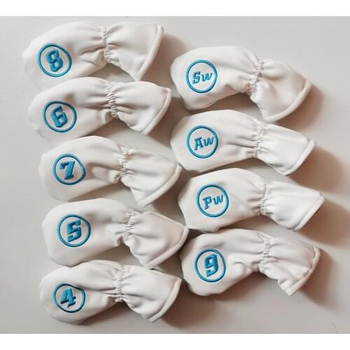 9pcs PU Golf Iron Head Covers Set Headcover Fit All Brands Callaway, Ping, Taylormade, Cobra