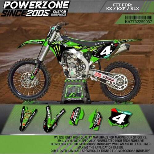 PowerZone Custom Team Graphics Decals 3M Stickers Kit For Kawasaki Sticker Decal 2017-2018 KX250F 2016-2018 KX450F 37