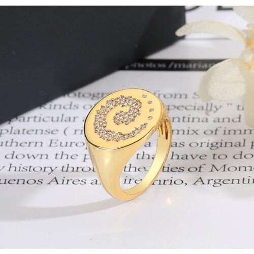 Newest Fresh Gold Color Whirlwind Ring For Women Party Trendy Jewelry Dazzling Cz Stone Large Modern Rings Anillos Zk40