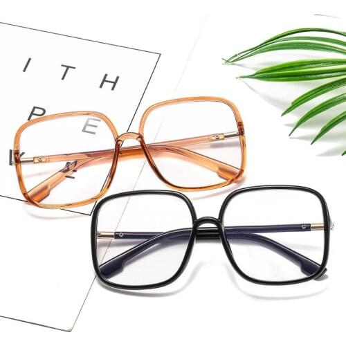 1PC Women Fashion Metal Oversized Glasses Blue Light Blocking Men Vintage Square Glasses Frame Optical Spectacles Eyeglasses