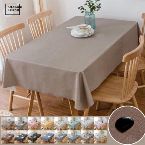 Solid Color Table Cover PVC Tablecloth Home Dining Tea Table Decoration Tablecloth Waterproof Oilcloth For Table Kitchen
