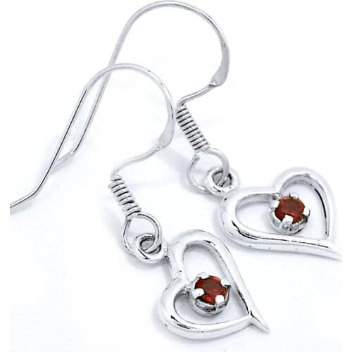 Genuine Garnet Earrings, 100% 925 Sterling Silver, 1.8g, ER2325-G, New