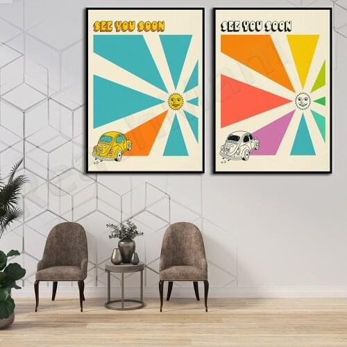 Goodbye, minimalist psychedelic travel poster decoration home Nordic art poster