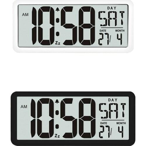 Practical Square Wall Clock Series, 13.8inch Large Digital Jumbo Alarm Clock, LCD Display, Multi-Functional Upscale Office Decor