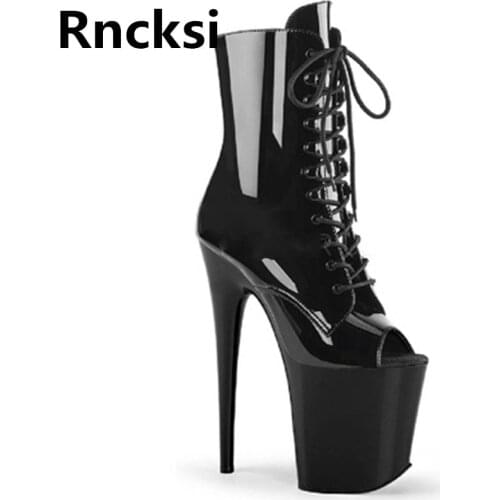 Rncksi Summer Women 20cm Boots Peep Toe Toe 20cm High Heels Lady Party Boots High Heels Boots Pole Dancing Sexy High Boots Shoes