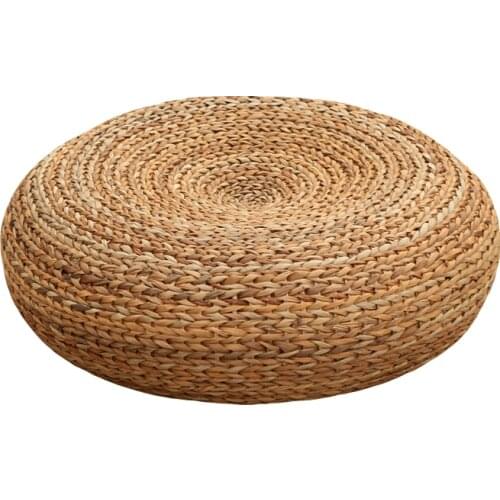 Handcrafted Eco-friendly Breathable Padded Knitted Straw Seat Cushion Banana Bark Pouf Ottoman Floor Seating Tatami Furniture