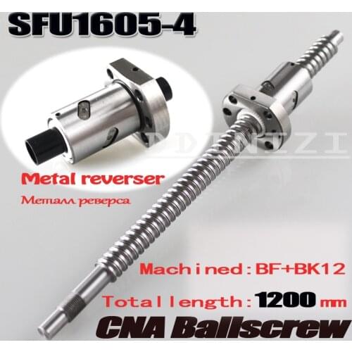 BallScrew SFU1605 -4 1200mm ball screw C7 with 1605 flange single ball nut BK/BF12 end machined Woodworking Machinery Parts